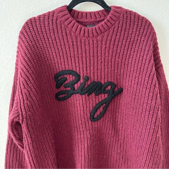 ANINE BING Sydney Crew Signature Sweater In burgundy SZ S - Picture 4 of 9